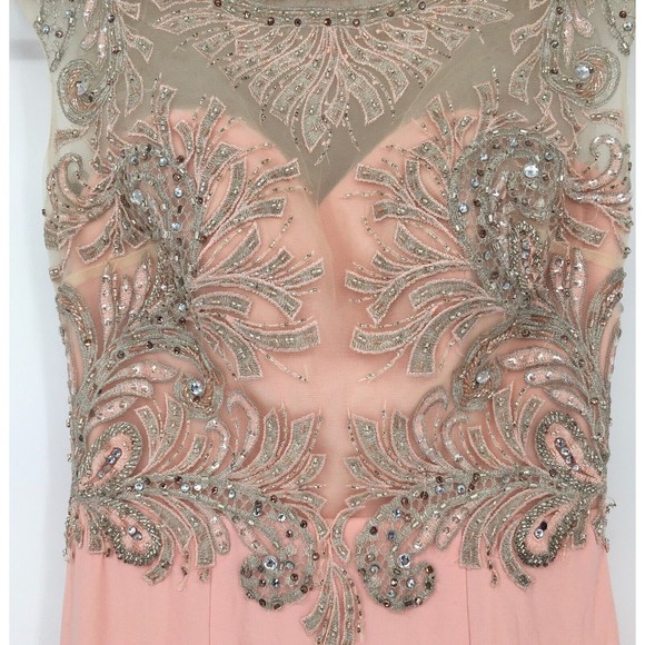 NWT Milano Formals Size 4 Light Pink Chiffon Beaded Prom Maxi Dress Formal Gown - Picture 6 of 16